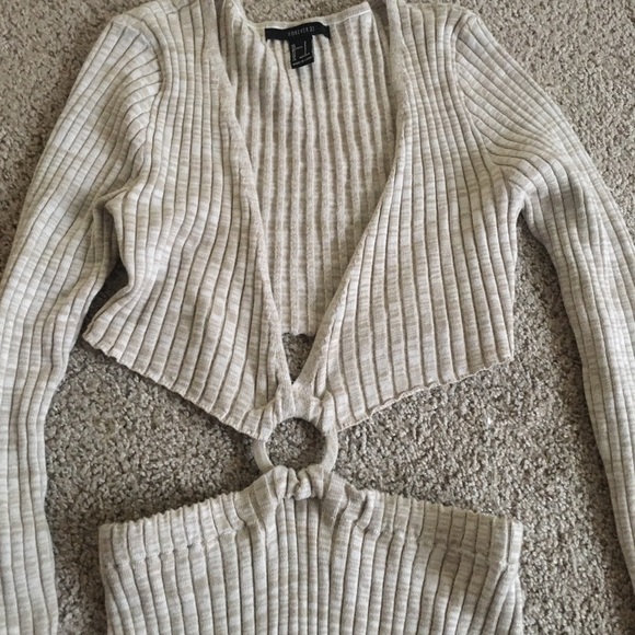 Forever 21 Womens Tan and White Long Sleeve Dress Size S - Picture 5 of 16